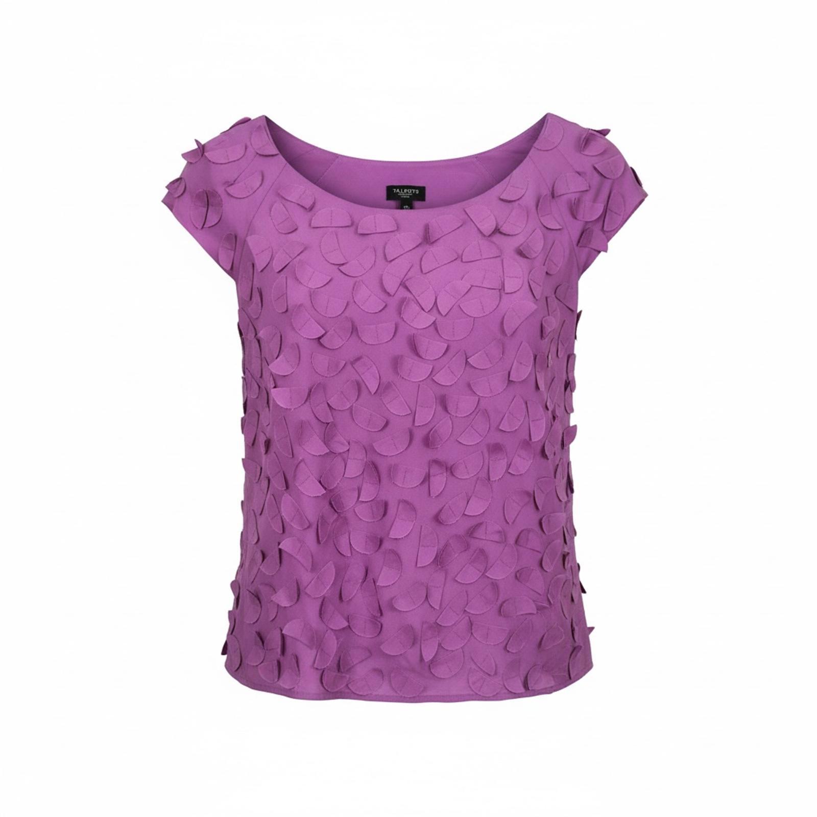 Talbots Pink 100% Silk Petal Appliqu Top Petite 6 Elegant